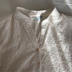 NWOT 100% Cotton Textured Button Down Tunic Mini Dress Cover Up